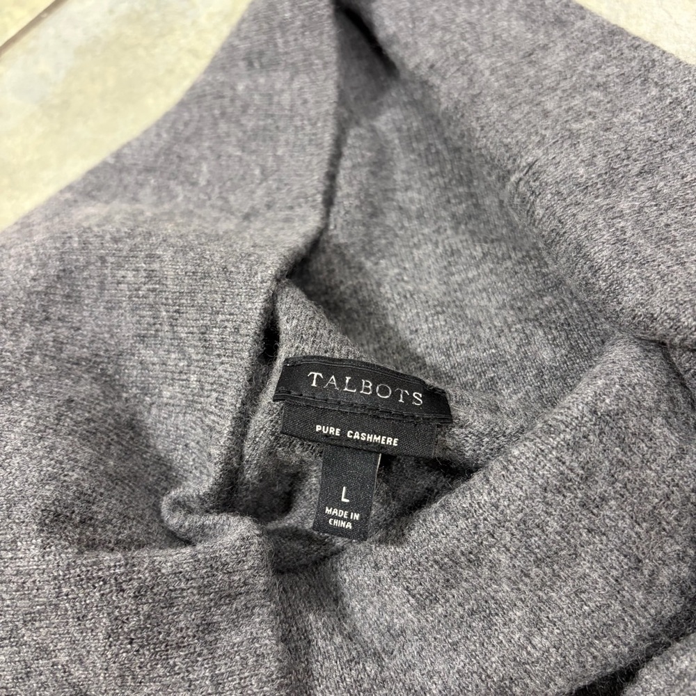 Talbots Womens Pure Cashmere Gray Turtle Neck Poncho Sz L Preppy Career Casual - Picture 5 of 9
